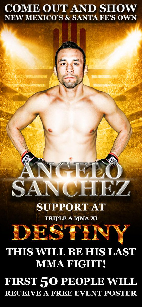 OrthrusPromos's tweet photo. SUPPORT ANGELO SANCHEZ AT HIS LAST MMA FIGHT! TripleAMMA DESTINY will be held Saturday (7:00pm) at Camel Rock Casino! http://t.co/hMJ2ls895t