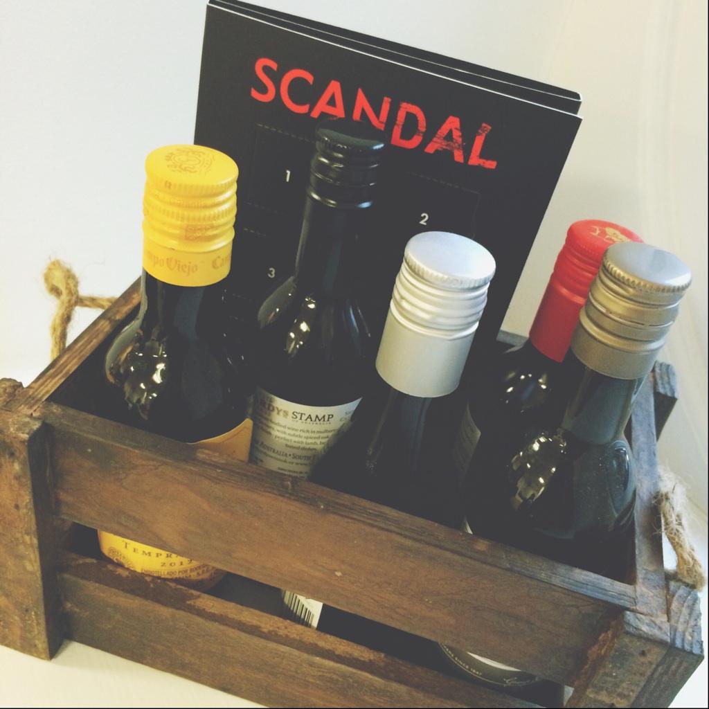 leannebayley's tweet photo. SCANDAL! I ❤️ this #CopeWithoutPope box of goodies (so much red wine) 🍷 Thanks @SkyLivingHD http://t.co/9tRH3iuHs5