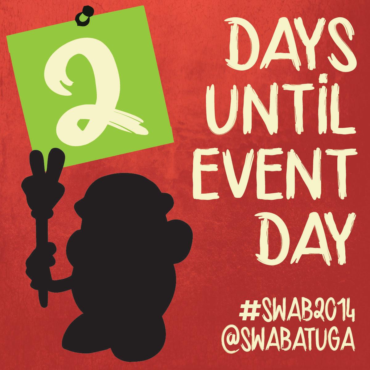 swabuga's tweet photo. It's getting so close! Tweet at us if you have any pre-Event Day questions! #CountdownToSWAB #SWAB2014 http://t.co/U6EIeM3QyG