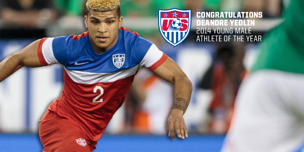 USYNT's tweet photo. After his breakout at the @FIFAWorldCup @yedlinny has been voted 2014 Young Male Athlete of the Year http://t.co/fTJCJ8VVx2