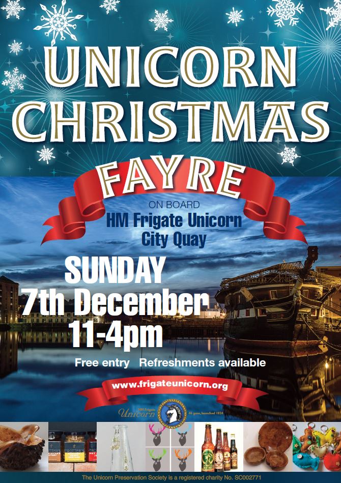 skillsharednd's tweet image. Head along to the Unicorn's first Christmas Fayre on Sunday 7th December 11-4pm @FrigateUnicorn #unicornfayre RT!