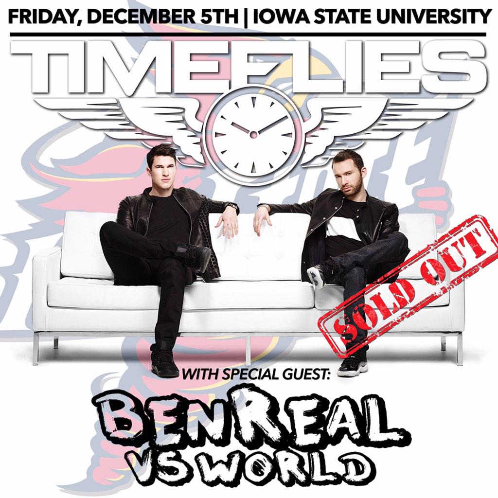 Stoked to see that our show tomorrow SOLD OUT. 1,500 strong. 
<a href="/Timeflies/">Timeflies</a> X <a href="/BenRealVsWorld/">Ben Hagarty</a>