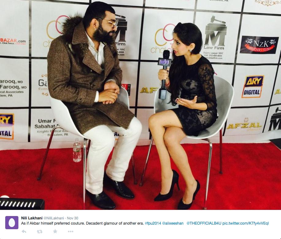 aartivirani's tweet photo. My pal @NiliLakhani on rockstar interviewer mode for @THEOFFICIALB4U at #fpu2014 - do your thing, girl. http://t.co/0JjMpzx0nD