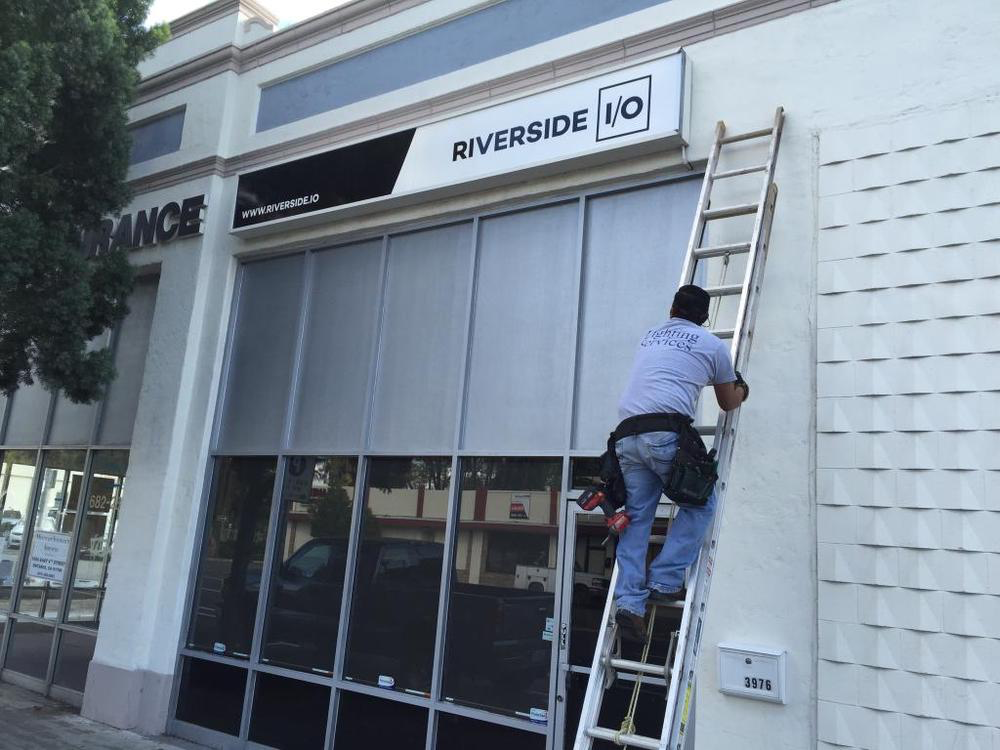 JuddLillestrand's tweet photo. The sign is up at @riversideio! http://t.co/33NurSyW4t