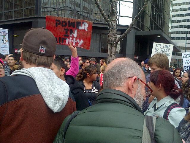 BaghwanB's tweet photo. Downtown #Denver protest now for #Fightfor15 #coprotests http://t.co/CPr52QivZQ