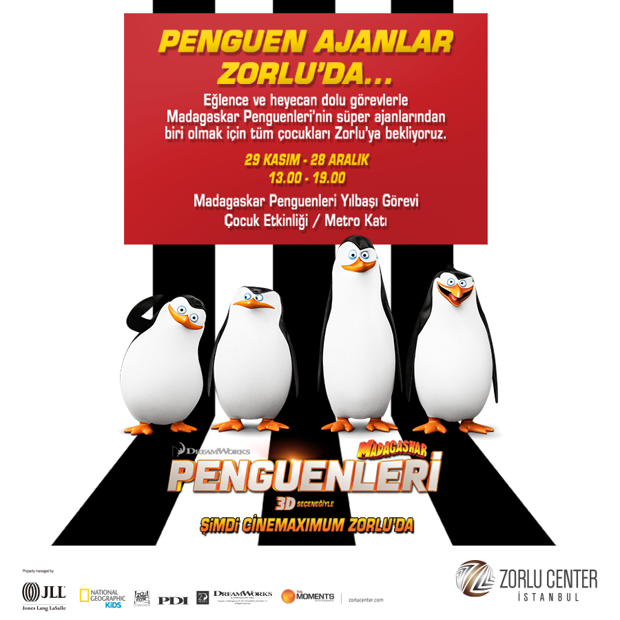 Minik misafirlerimiz için heyecan dolu görevlerle Madagaskar Penguenleri Zorlu'da!