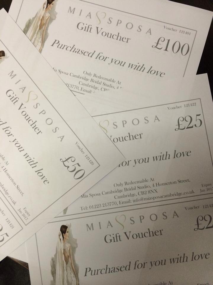 The Perfect christmas gift <a href="/miasposa_cambs/">Mia Sposa Cambridge</a> gift vouchers with 10%off their retail value throughout December x