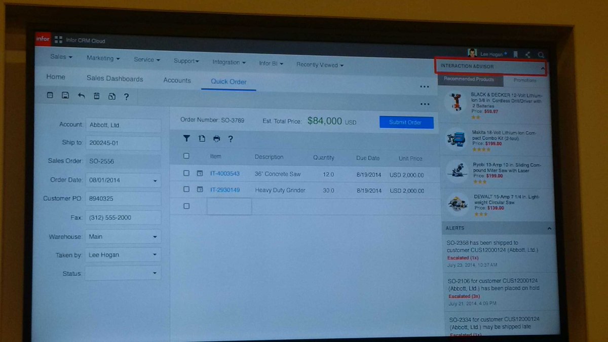 holgermu's tweet photo. Next best action for inside sales reps in @Infor #CRM. Great #analytics showcase. #InforCIO http://t.co/rsK7vO8tk9