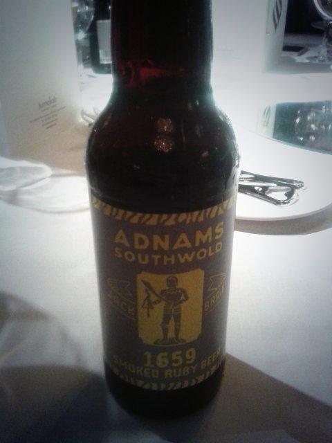 Coup on the #naughtytable - @markdredge has proposed @Adnams 1659 Smoked Ruby Beer as a match for the guinea fowl...