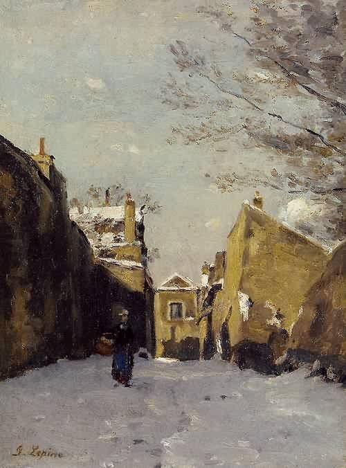 'Street in Montmartre, Snow Effect': #StanislasLepine 1878