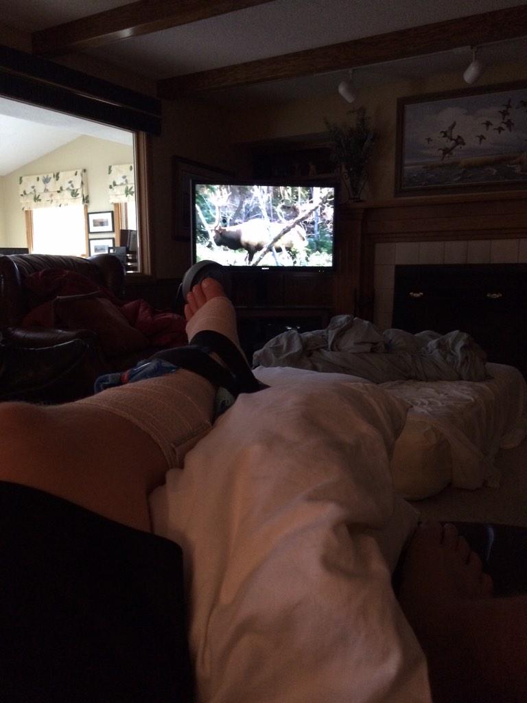 BJens93's tweet photo. Day two in the chair. At least I got my hunting shows. http://t.co/X6gY4pweGg