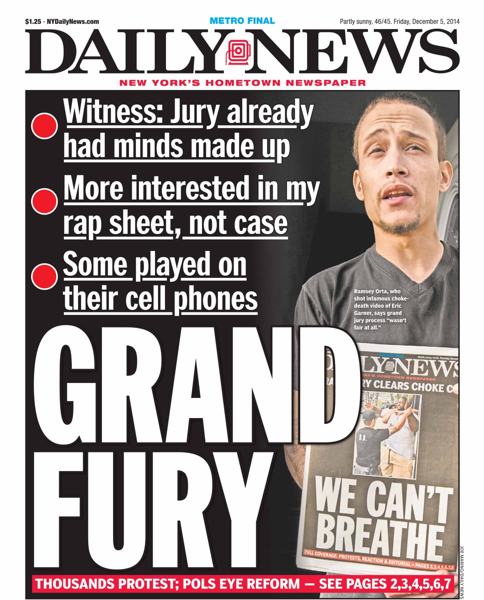 NYDailyNews's tweet photo. An early look at our front page on Eric Garner tomorrow.

Read more: http://t.co/dH5LpX8kC6 http://t.co/eB5nVLWA4Q