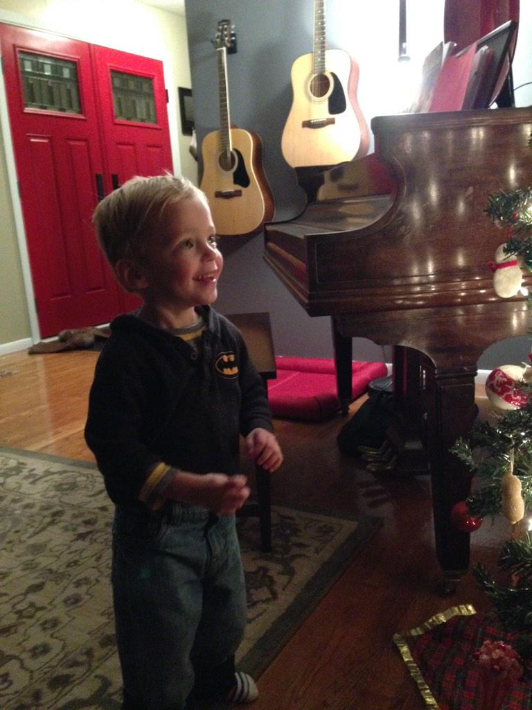 Nothing better than seeing his little face light up at the first sight of his Christmas tree.