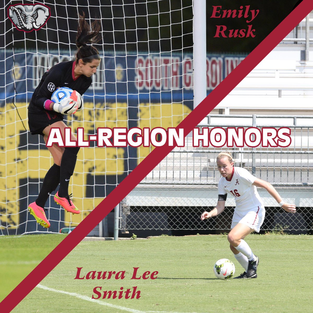 AlabamaSoccer's tweet photo. Congrats to Emily Rusk and Laura Lee Smith on their NSCAA All-Region Honors! #RTR http://t.co/MxLphQCFQq http://t.co/LscmEne4fc