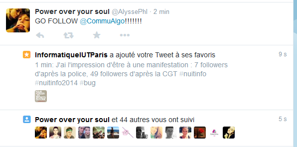 CommuAlgo's tweet photo. Quand on est co on ne voit que 7 followers, sans être co on en voit que 3, mais nos followers en voit 50... #nuitinfo http://t.co/ZsgzqQgU1i