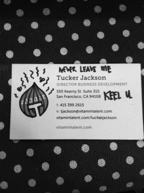 annadzee's tweet photo. That thing when your design partner sees you have a @vitamintalent biz card...#warmgun @JenChangalang lookin for us! http://t.co/SlFRZm8DGa