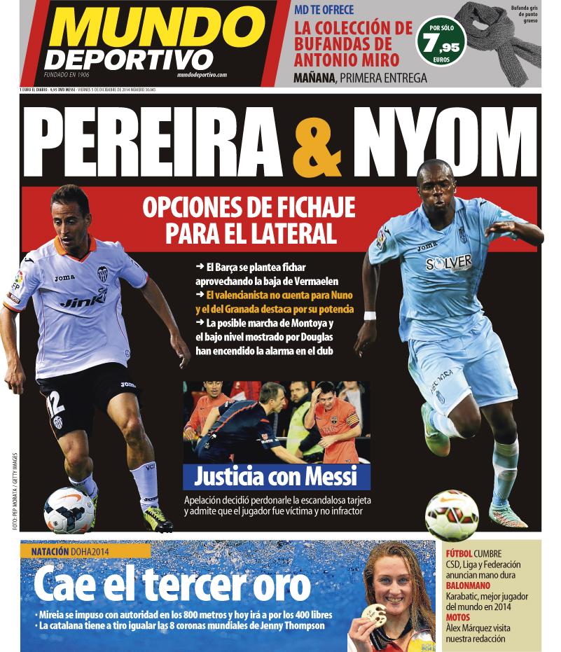 Portada de Mundo Deportivo del 5 de Diciembre