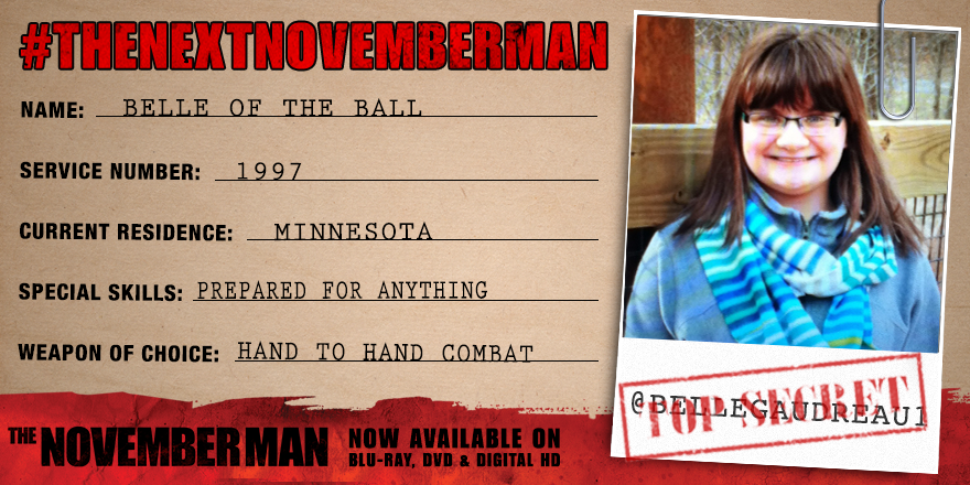 TheNovemberMan's tweet photo. You’re a fighter, @BelleGaudreau1. One who is prepared for it all. #TheNextNovemberMan http://t.co/oHOKePonMZ