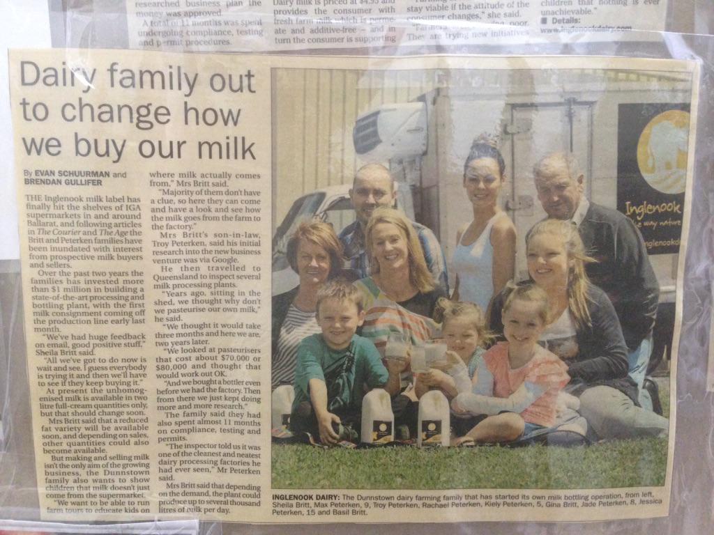 LindenC1's tweet photo. Great to see &amp; support Troy Peterken @inglenookdairy paving the way in #milk production from Ballarat. Thanks 4 tour! http://t.co/JCHYX7ZBye