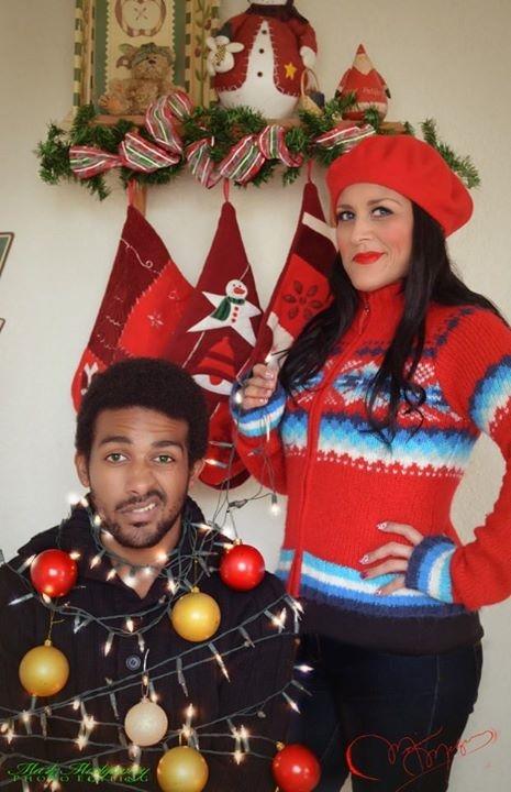 My XMas family portrait! #Christmas #fun #lights #portrait #photography #Nikon #guy #girl #nikon_photography #red #