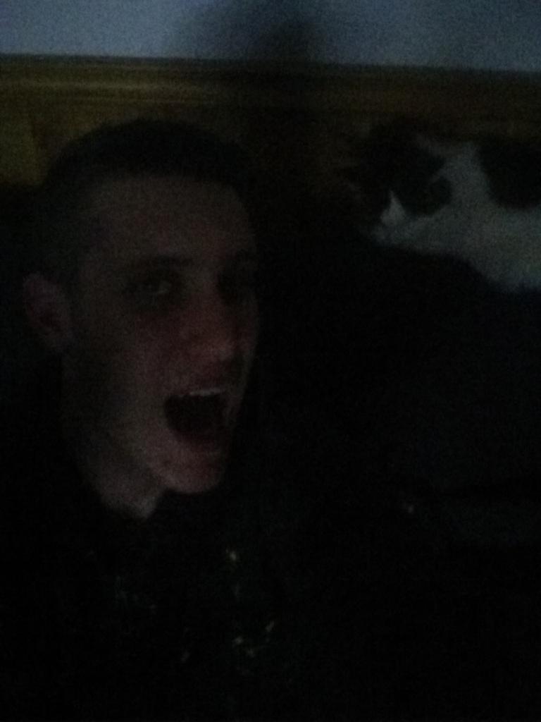 FVGaming26's tweet photo. @Selfiehits selfie in the dark w/ my cat lol http://t.co/DpnlKLNqGM