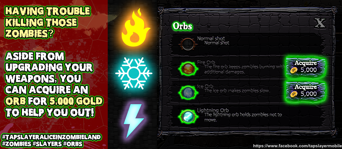 TapslayerAlice's tweet photo. The FIRE ORB gives shots some fire power. Literally. Use the fire orb to burn #zombies for more damage. #Tapslayer http://t.co/SWwV1ThqWw
