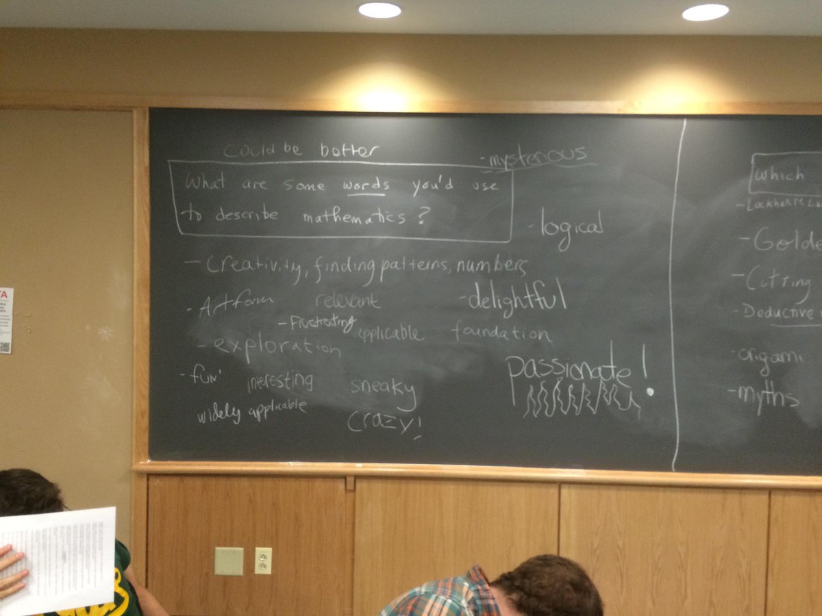 What words would you use to describe math? Answers from my liberal arts students, on day 1 and now. #Love_this_class