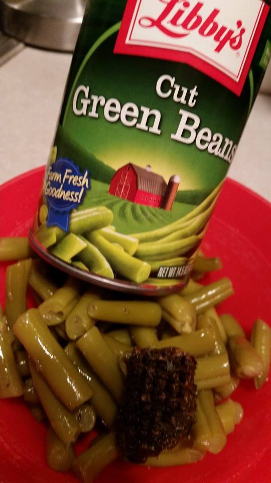 B__Richardson's tweet image. My wife got more than she bargained for when she opened our Libby green beans.  #QualityFail #SenecaFoods