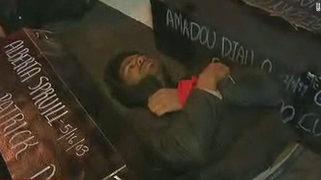 AC360's tweet image. The moment #Garner protesters in #Brooklyn stopped chanting &amp;amp; made their message louder cnn.it/1ySQCPB