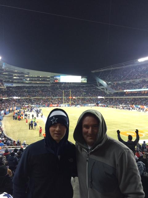 Can't beat a Cowboys win with my son luke at soldiers field..#cowboyfans#goodtime.