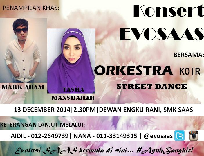 lKhairulIkhwanl's tweet photo. Konsert #Evosaas dihangatkan oleh @tashamanshahar  &amp; @markadam1079  Dapatkan tiket dgn segera. Jumpa anda disana 🙋 http://t.co/L5vjDcYOkP