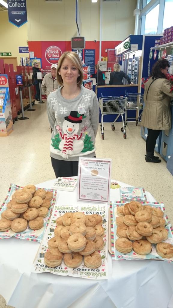 Free mince pie at Abergele for every customer served by the lovely Michelle