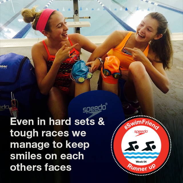 speedo's tweet photo. 'Even in hard sets & touch races we manage to keep a smile on each others faces' #SwimFriend http://t.co/ToSSPpPNao