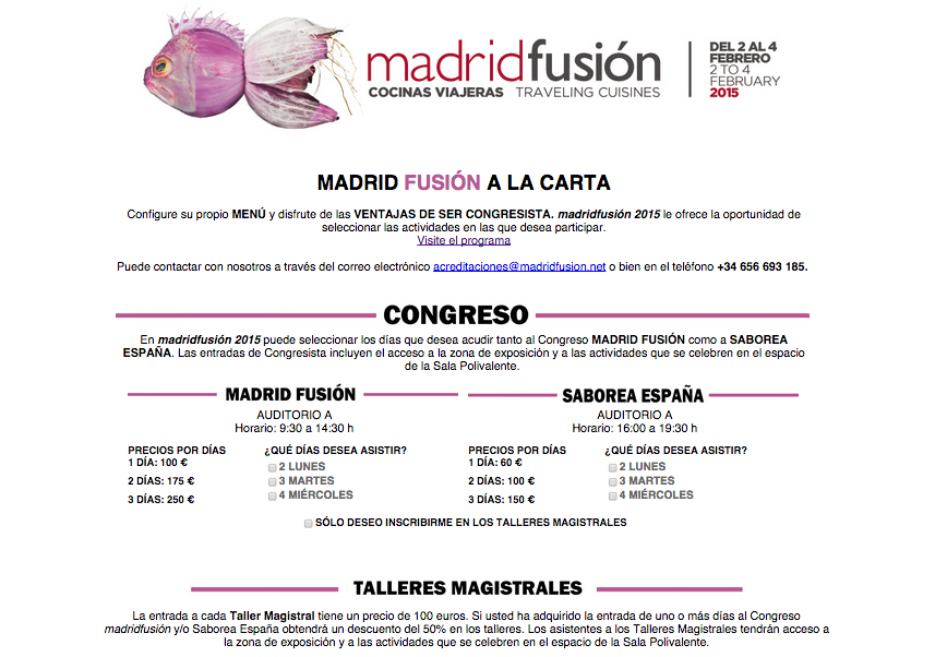 Compra tu entrada para Madrid Fusión 2015 Configura tu menú para esta nueva edición bit.ly/1Bk2eyt #MFM15