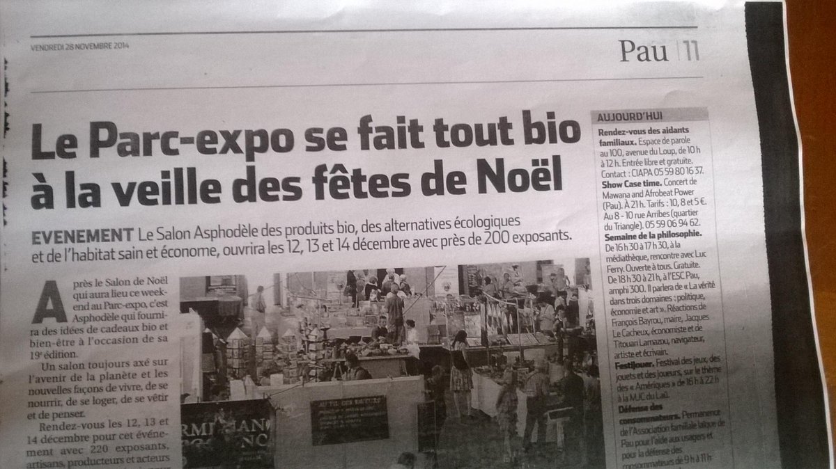 SalonAsphodele's tweet photo. Un bel article paru dans la #RépubliqueDesPyrenees de #Pau. Merci beaucoup !! http://t.co/3p6r09UQK8