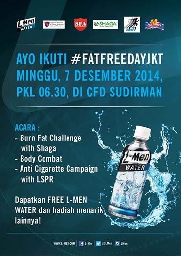LMen's tweet photo. Ayo ikuti #FATFREEDAYJKT brg #LMenWater di area CFD Sudirman (dpn Plaza UOB) hari minggu nanti 7 Desember pk 6.30 WIB http://t.co/d2M8Sz4rYW