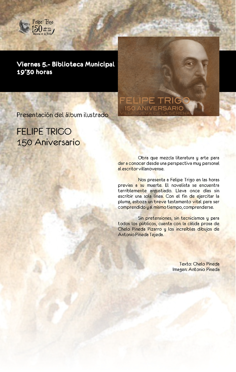 aytovvaserena's tweet photo. Continúan los actos de #34FelipeTrigo. Esta noche Presentación del álbum ilustrado y teatro #Prohibido http://t.co/YSmXrZiBnF