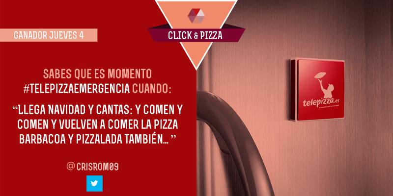 telepizza_es's tweet photo. ¡SÓLO QUEDA UNO! 

El penúltimo botón #ClickAndPizza + un año de #PizzasGratis se lo lleva @CrisRom09 ¡ENHORABUENA! http://t.co/GlH1M2YPut