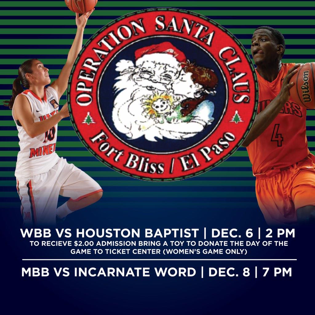 UTEPAthletics's tweet image. Come support your UTEP WBB team tomorrow @2pm! Bring a toy to any entrance or take a toy to the tix center for $2 adm