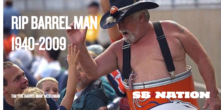 MileHighReport's tweet photo. Five years ago today, a #Broncos legend passed into the orange and blue sunset. #RIPBarrelMan http://t.co/CRtlL7CfQO