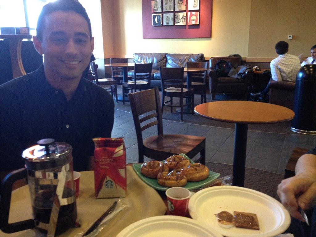 PelletierStacey's tweet photo. A yummy tasting at the JW Marriott! Christmas Blend, smores and a pear and cheese danish. http://t.co/M0anGlAhrM