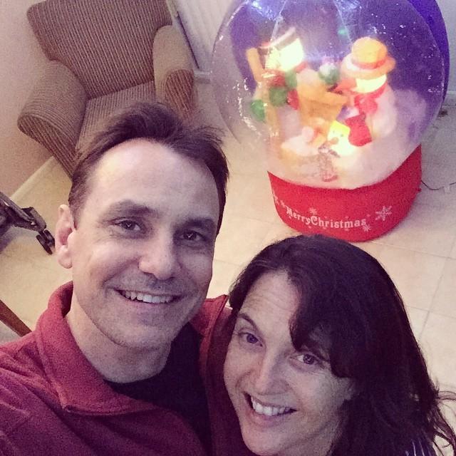 scud's tweet photo. My gorgeous wife and giant snowman snow globe. #BestChristmasAccessoriesEver http://t.co/sjhjaJHby7 http://t.co/1mkHZfDSiM