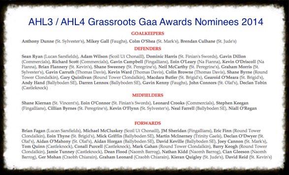 DubMatchTracker's tweet photo. Attached are the #AHL 3 &amp; 4 @GrassrootsGaa / @SunSportGAA Award Nominees for Saturdays Awards in #CFJs. Arrive @ 8pm http://t.co/bWFWq5sfXt