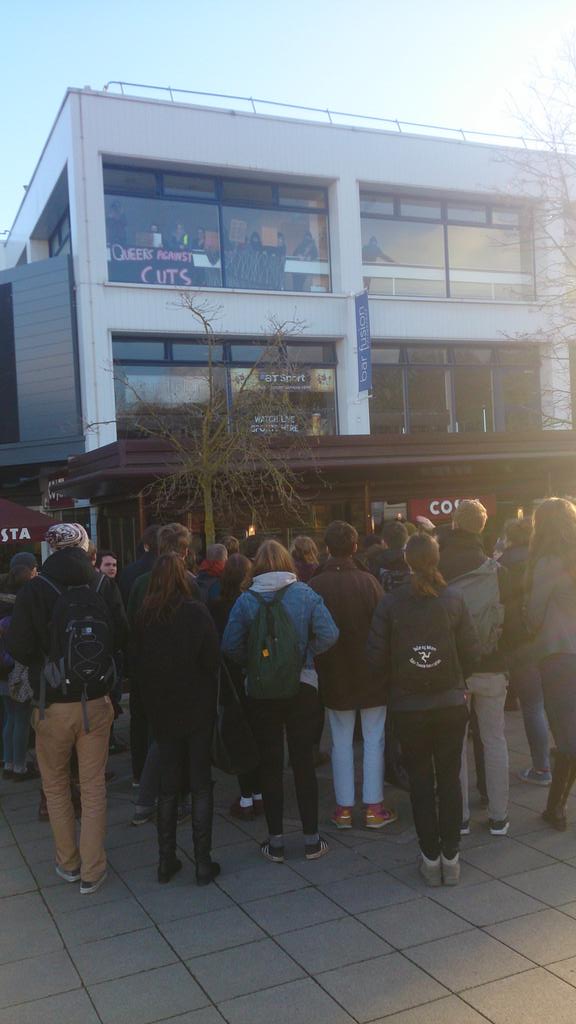 Huge solidarity demo, followed by students rushing the occupation! <a href="/NCAFC_UK/">Against Fees & Cuts</a> <a href="/TheStudentAssem/">Student Assembly</a> #freeeducation