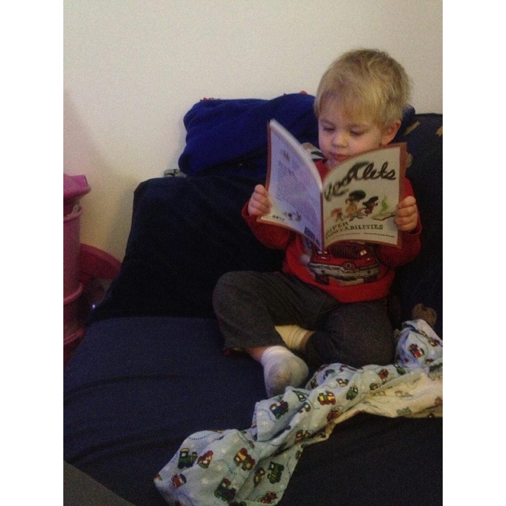 Therootlets's tweet photo. How cute is this little dude reading #therootlets!?! #healthykids #childrensbook #veggiesarecool @TheEllenShow http://t.co/qPwBcx0ohl