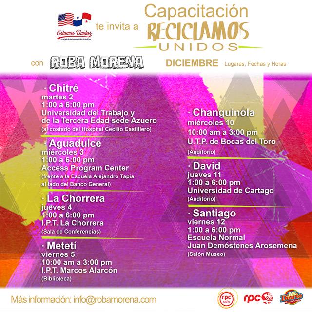 #ReciclamosUnidos Gira de capacitaciones, la próxima semana estaremos en Changuinola, David y Santiago. Invitadísim@!