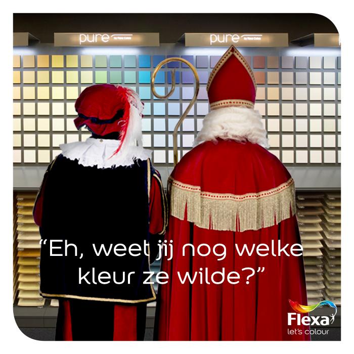 Al is de Sint in cadeaus zoeken nog zo bedreven, had hij 't verlanglijstje nu toch maar op een kleurstaal geschreven!
