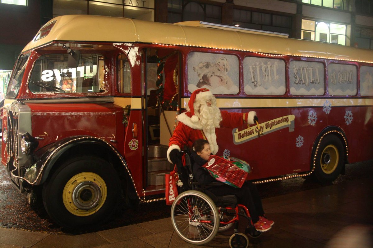 thesantabus's tweet photo. Out and about in #Belfast City Centre spreading some festive cheer   #HoHoHo http://t.co/76GPIcpfuY
