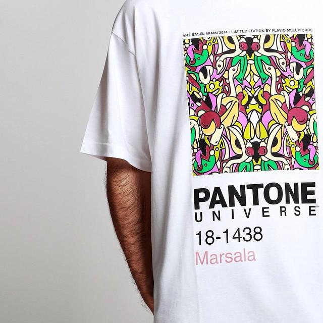 pantone's tweet photo. .@PantoneColorwea celebrates #MARSALA #ColorOfTheYear 2015, with a capsule collection by @flavio_m_idro51 #ArtBasel http://t.co/kqZGJm27mQ