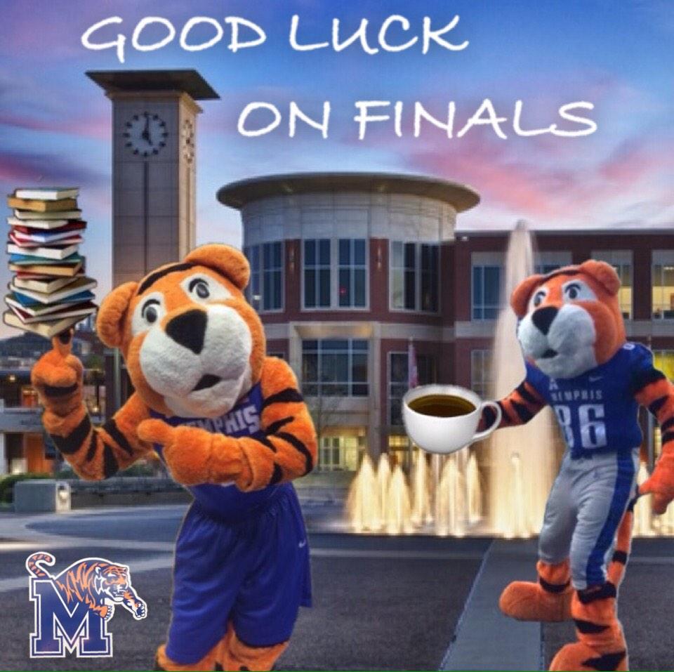 Memphis_MBB's tweet photo. Final exams have officially begun in Tiger Country &amp; we wish all U of M students nothing but the best on your finals! http://t.co/QaGCL5TeDv